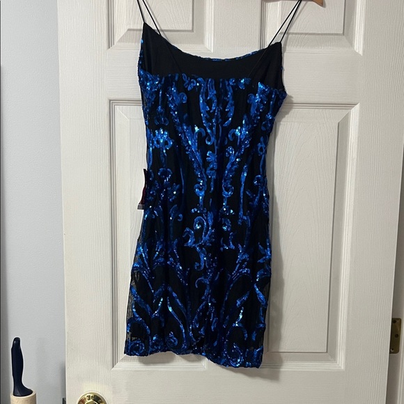 Belk Blue Sequin Mini Dress - Picture 4 of 5